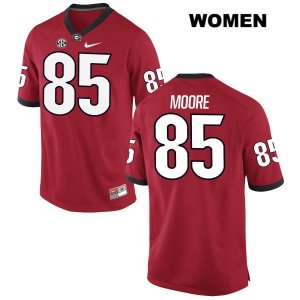 Women's Georgia Bulldogs NCAA #85 Cameron Moore Nike Stitched Red Authentic College Football Jersey LUE5054GC